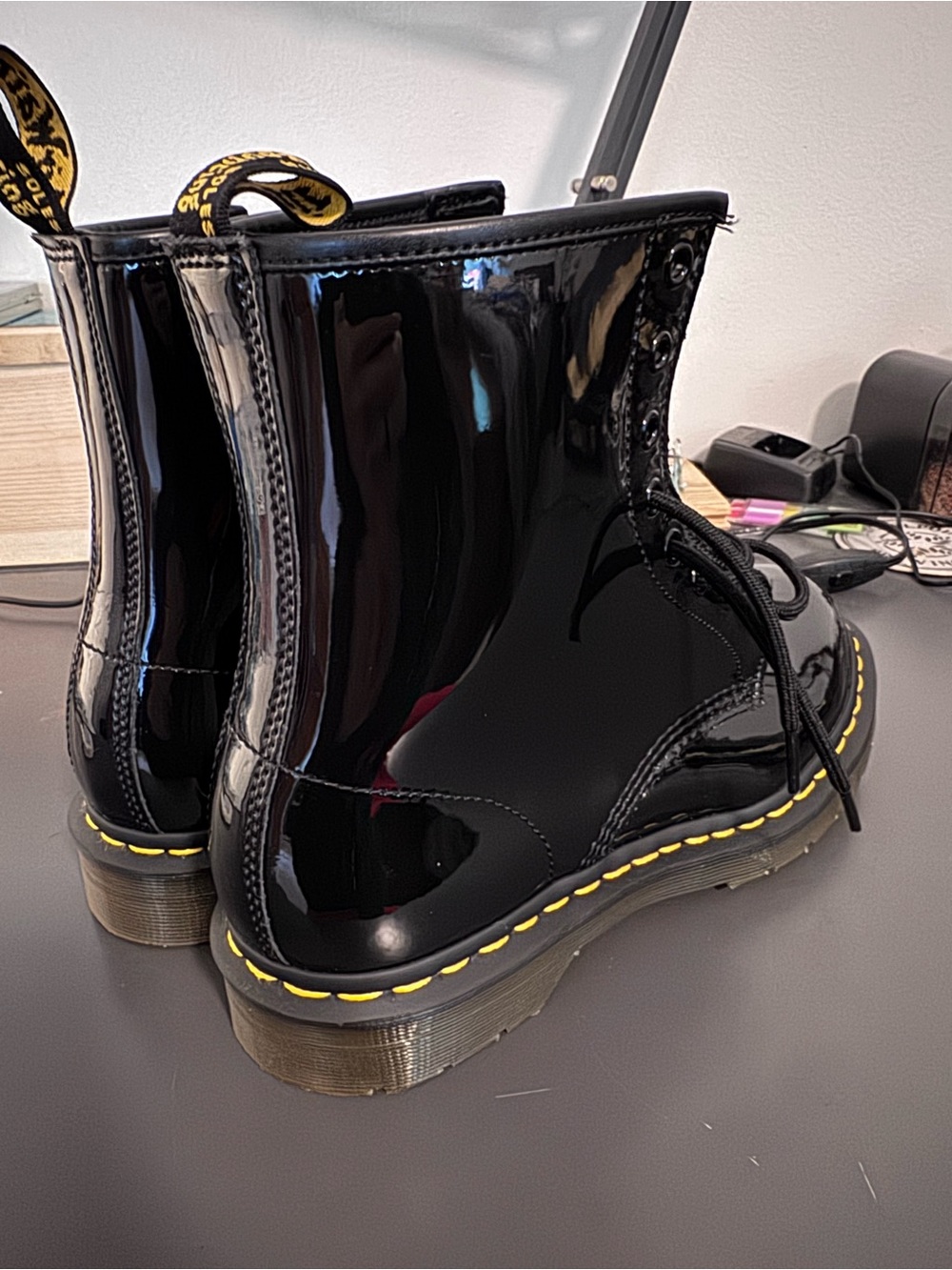 Dr. Martens 1460 Patent Leather Boots Black Women’s Size 10 (US) EU 42 - Picture 3 of 6